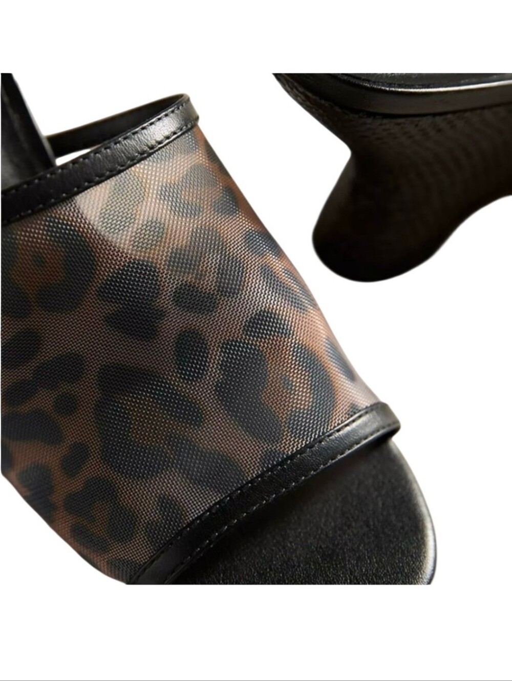 Anthropologie Maeve leopard print mesh mule wedge heels Size 7 - Picture 4 of 16